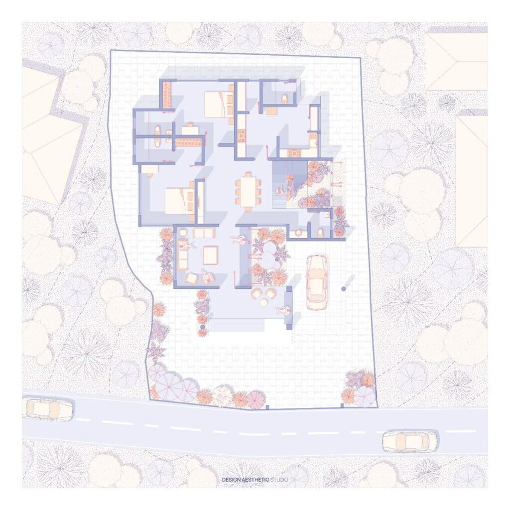 Soft Pastel Floor Plan Graphic Style