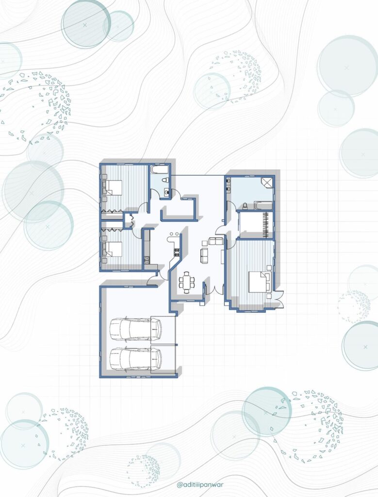 Clean Lineweight + Topographic Floor Plan Graphic Style