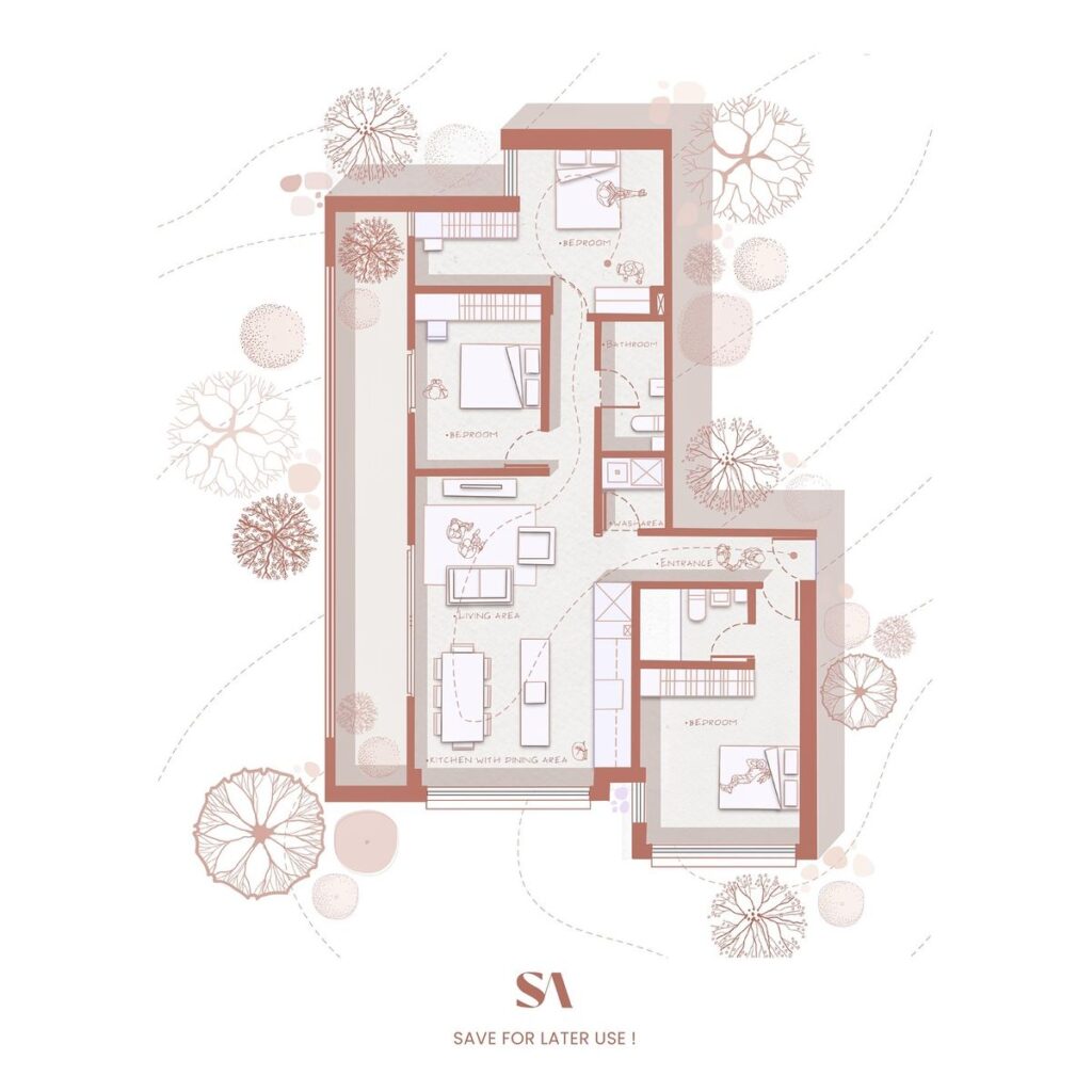 Soft Monochrome + Illustrated Floor Plan Graphic Style