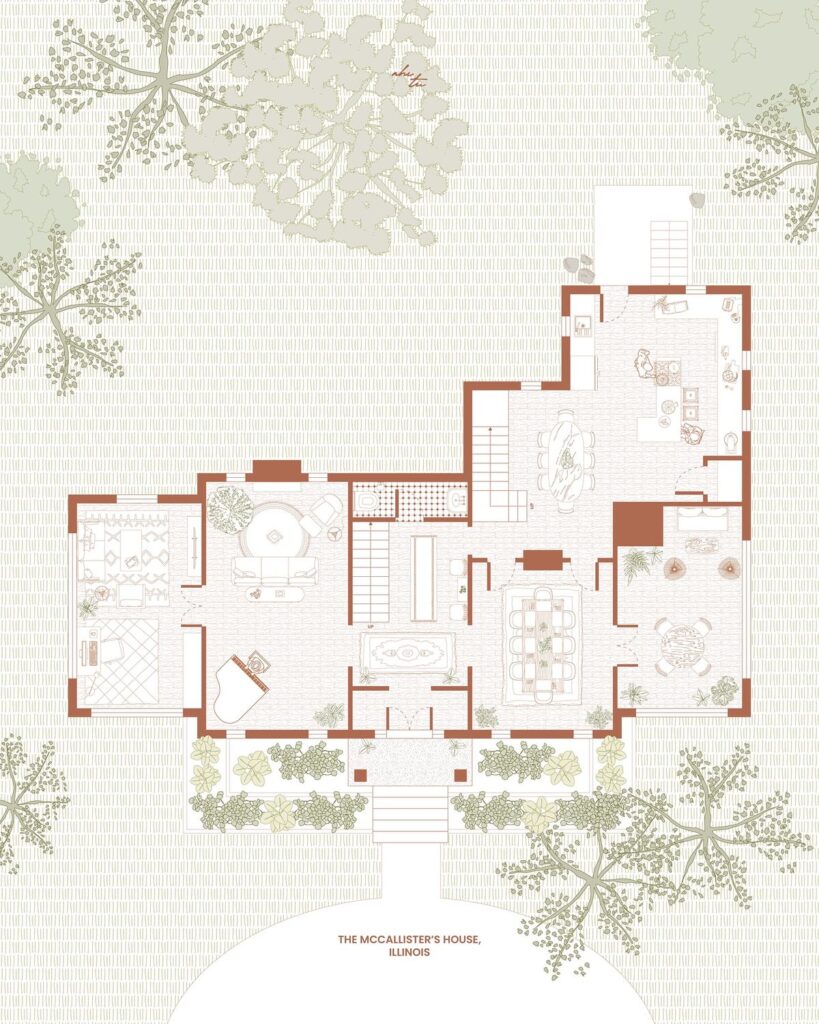 Patterned Background Floor Plan Graphic Style