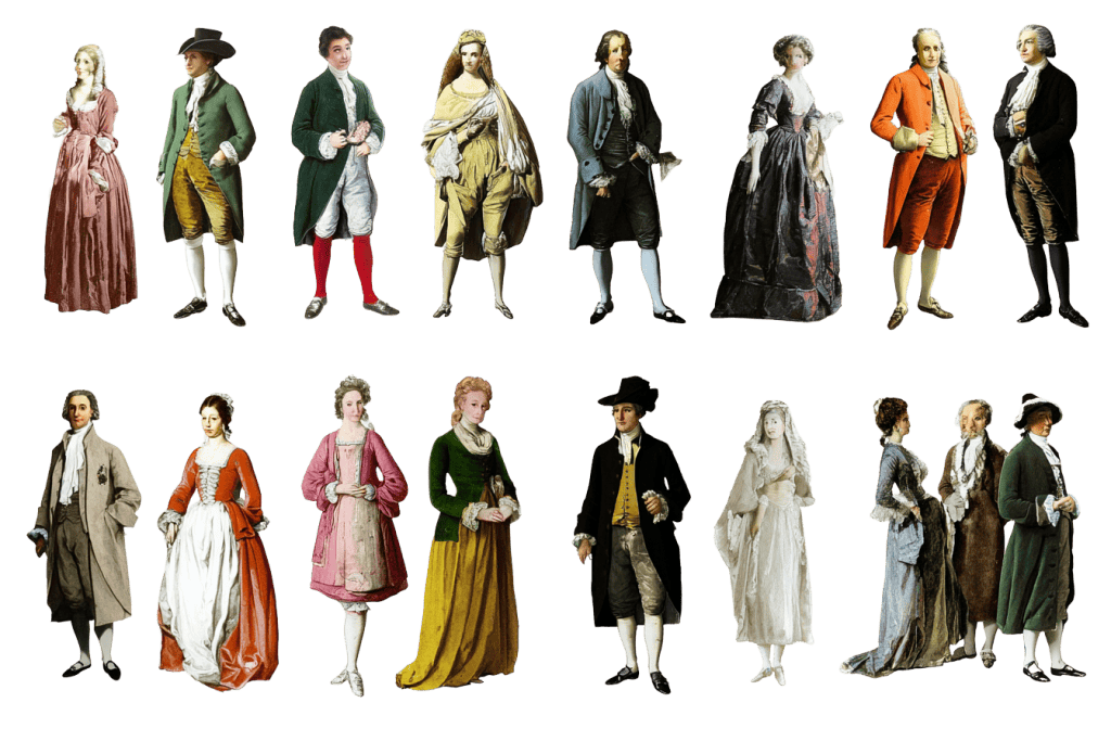Free 18th century people cutouts PNG for architecture drawings and historical presentation boards
