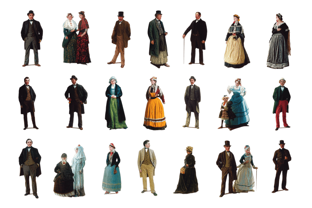 Free 19th century people cutouts PNG for architecture drawings and presentation boards