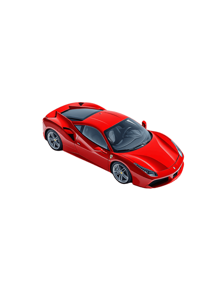 Ferrari 488 GTB cutout in transparent PNG format for architectural presentations, urban scenes and conceptual renderings.
