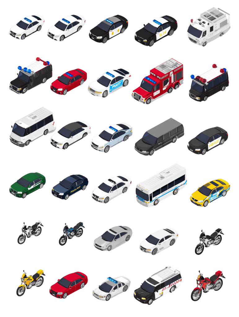 Download free architectural cutout: Isometric Cars Free isometric cars PNG cutouts for architectural site plans and urban design drawings