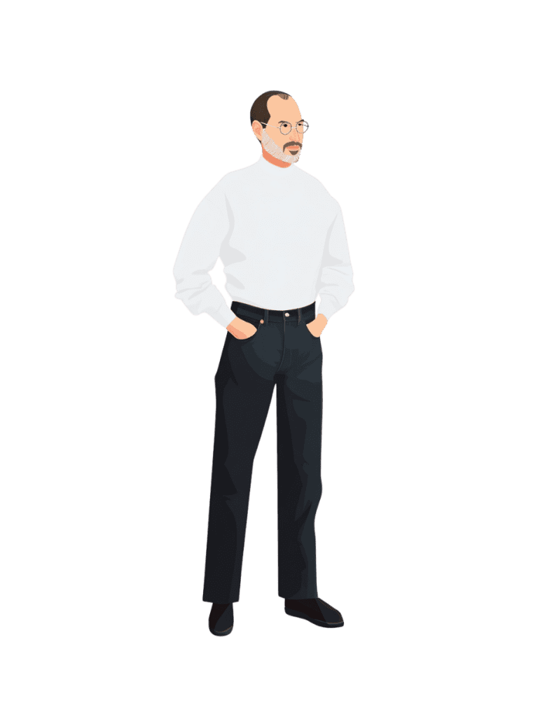 Steve jobs figure cutout in transparent PNG format for architectural presentations, urban scenes and conceptual renderings.