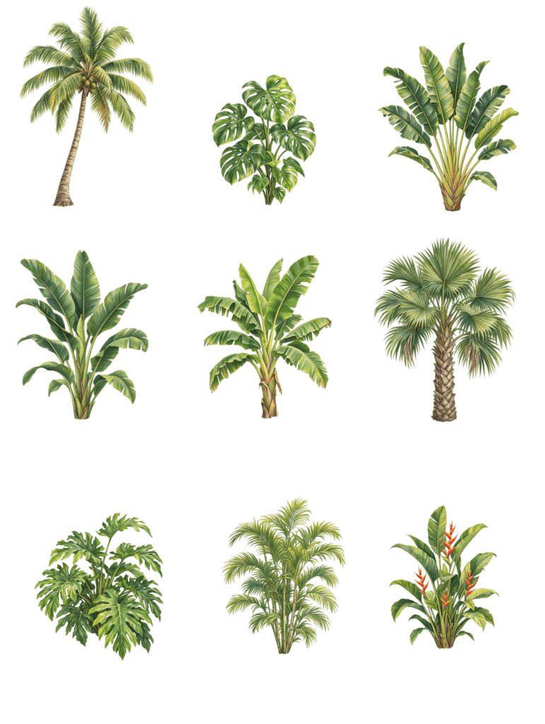 Free architectural cutout of Tropical Vegetation Illustration