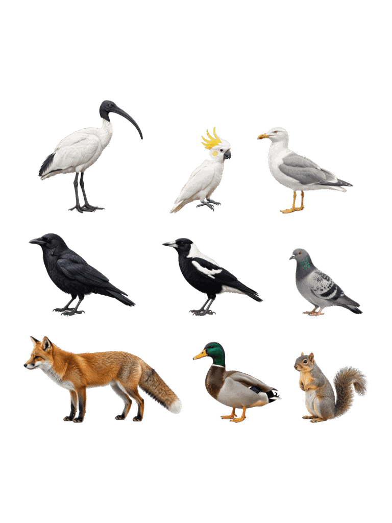 Free architectural cutout of Birds and Urban Wildlife