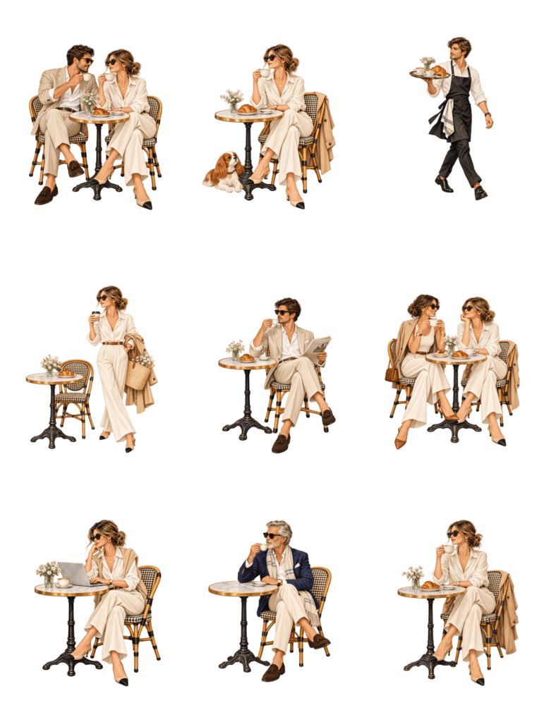 Free architectural cutout of Cafe Terrace People