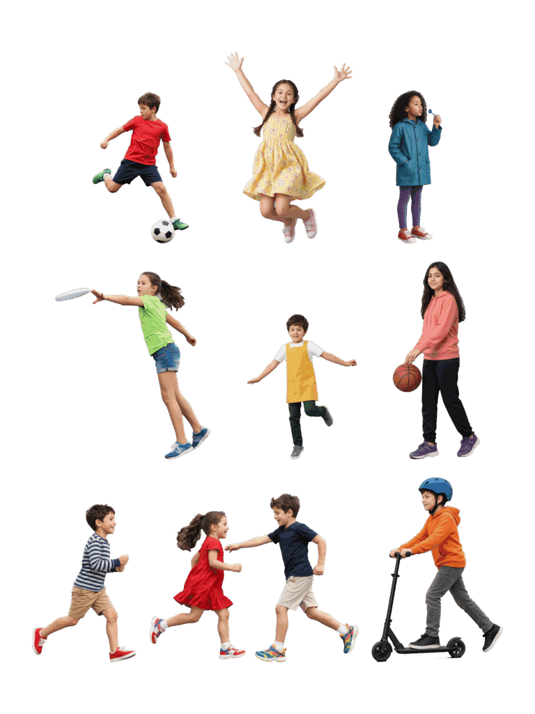 Free architectural cutout of Children Playing in Park