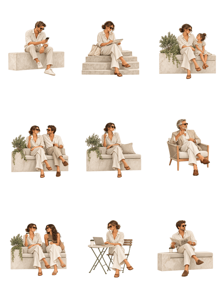 Download free architectural cutout: Courtyard Sitting People Free architectural cutout of Courtyard Sitting People