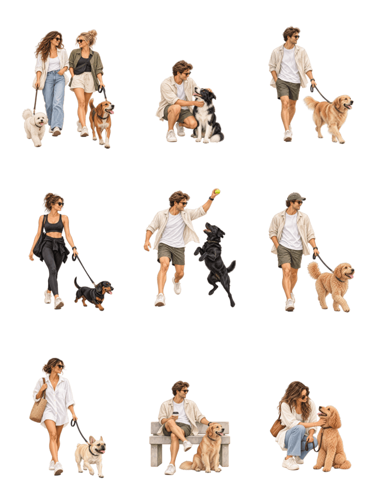 Free architectural cutout of Dog Park People