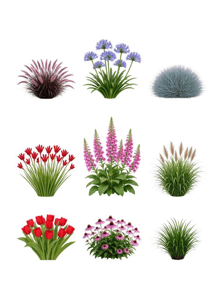 Download free architectural cutout: Flowers and Ornamental Grasses Free architectural cutout of Flowers and Ornamental Grasses