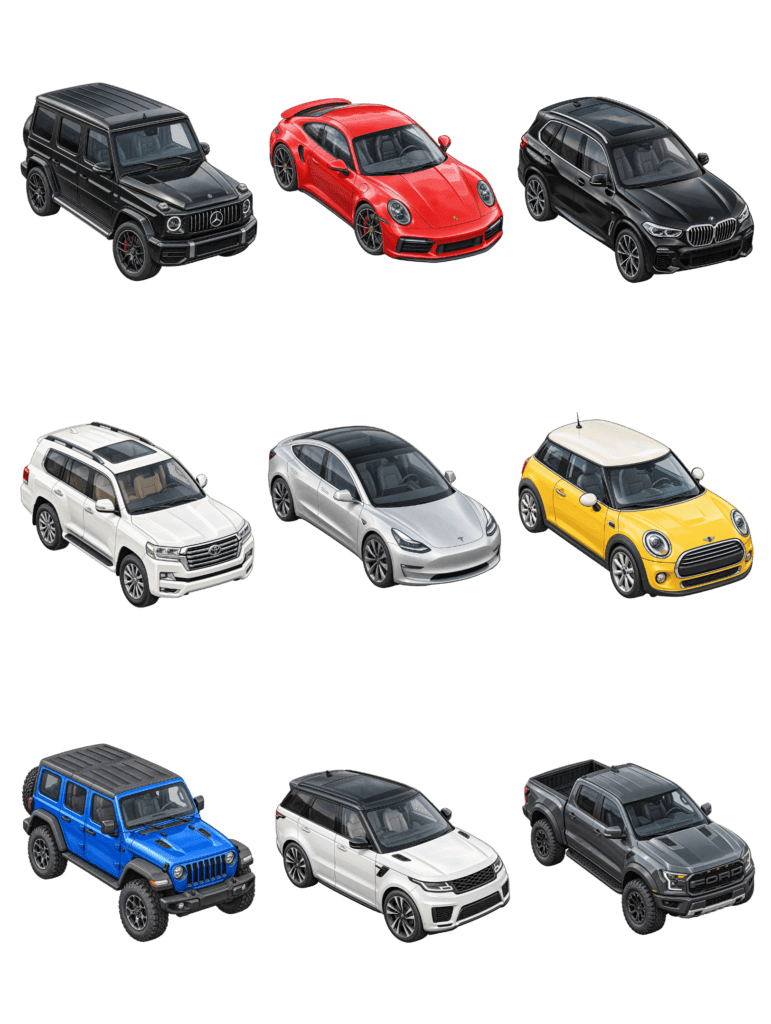 Free architectural cutout of Isometric Cars Pack
