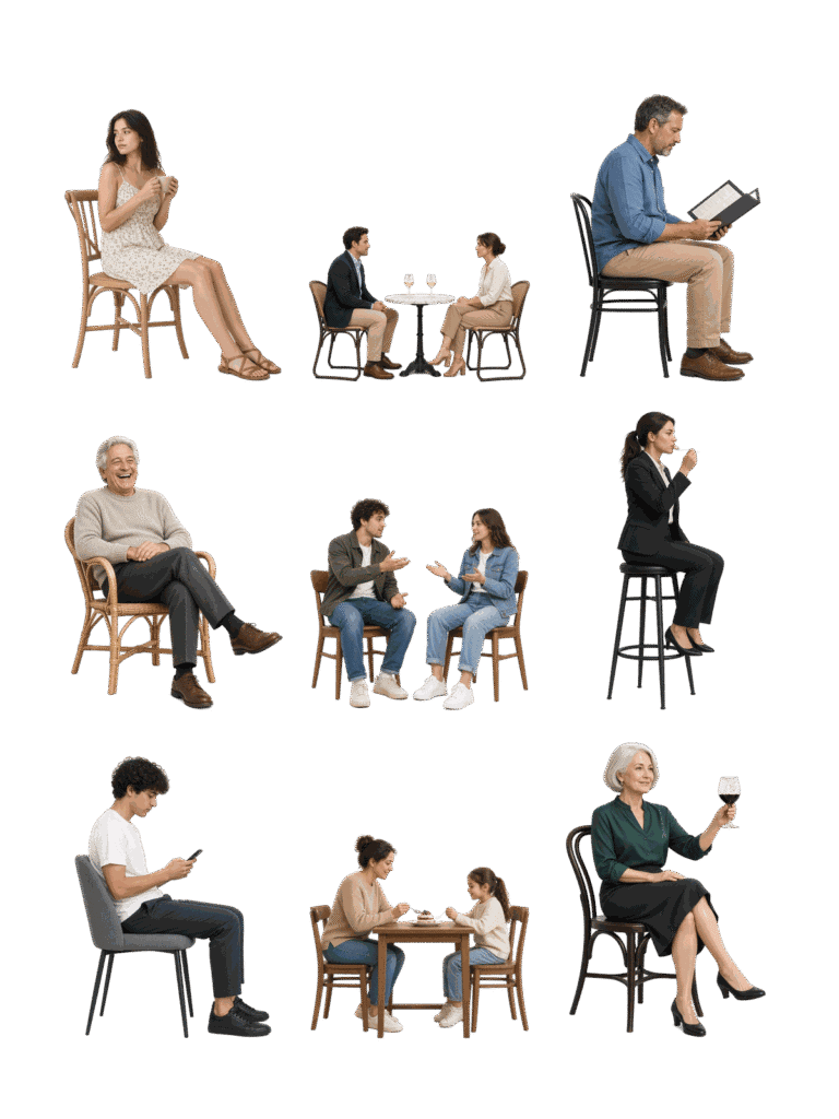 Free architectural cutout of Restaurant Diners Seated