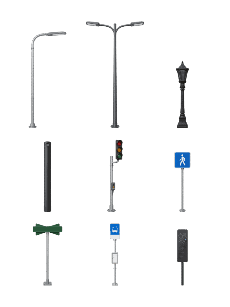 Free architectural cutout of Street Lamps and Signage