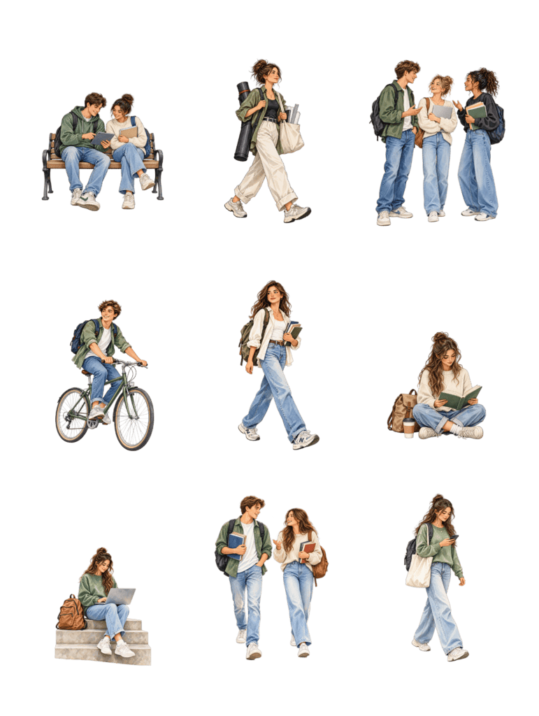 Download free architectural cutout: Students on Campus Free architectural cutout of Students on Campus