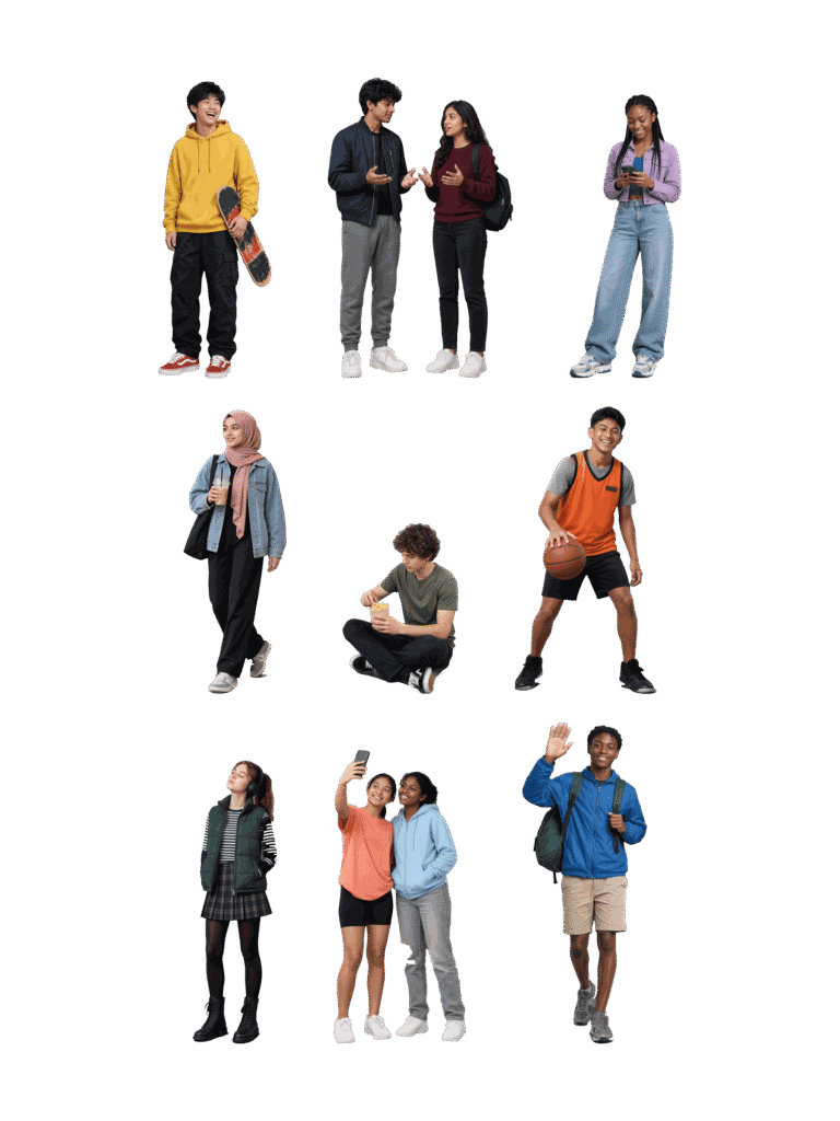 Free architectural cutout of Teenagers Hanging Out
