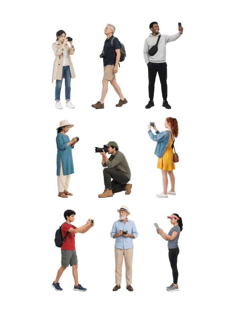 Free architectural cutout of Tourists with Cameras