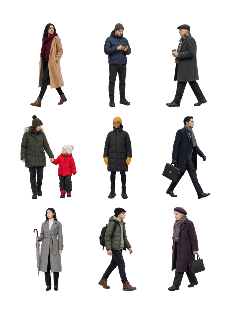 Free architectural cutout of Winter Clothing People